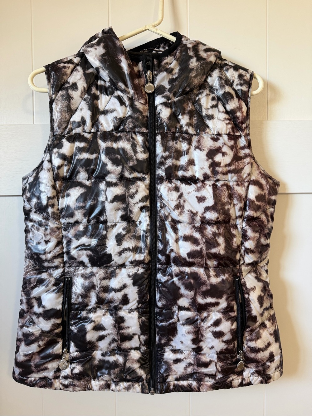 Calvin Klein Black & White Quilted Hooded Puffer Vest